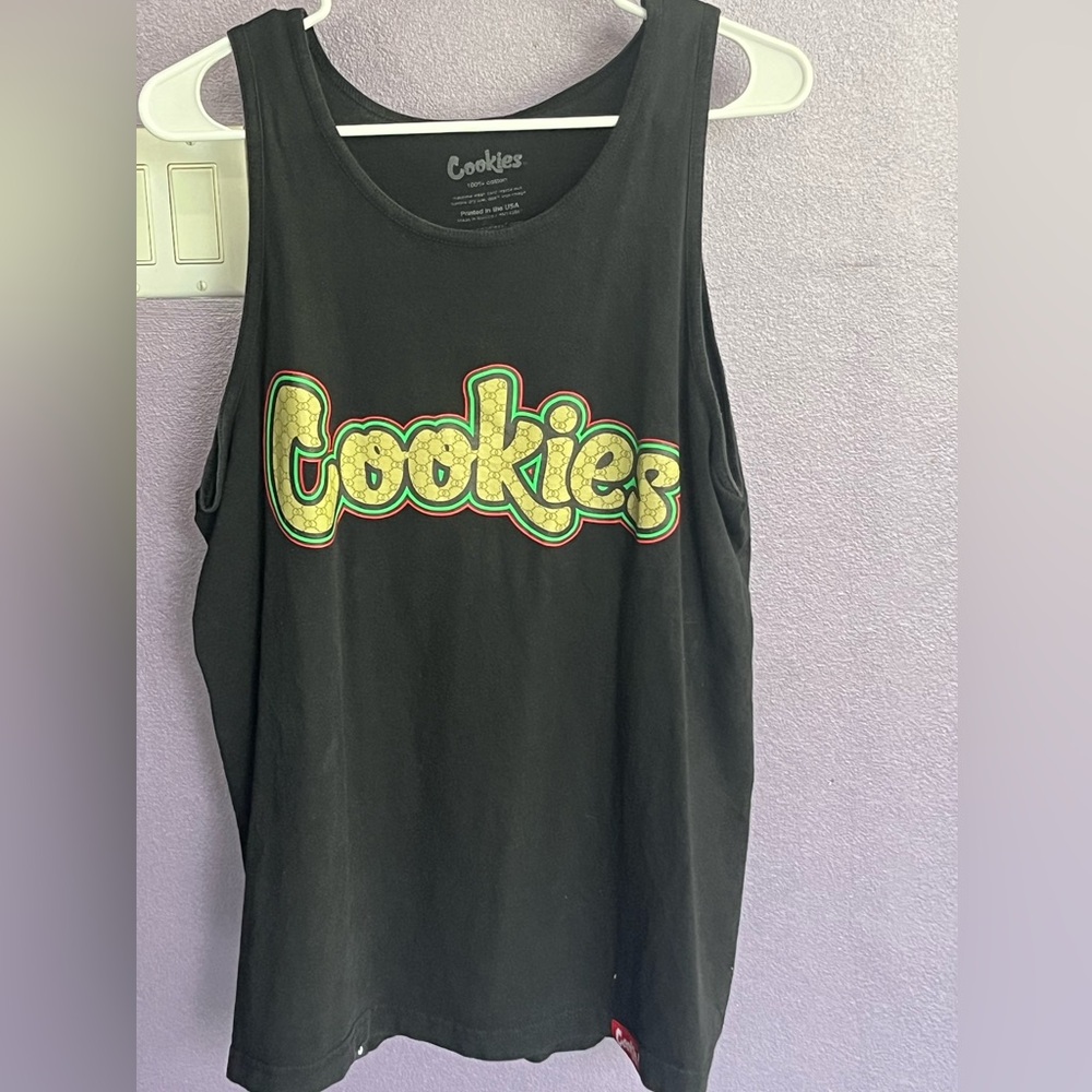 Cookies mens black red green tank top shirt short sleeve tee Gym workout muscle